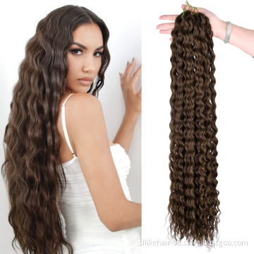 Water Wave Hair 32 inches Long Corn Curly Pink Purple Blonde Braids Hair Deep Wavy Crochet Braiding Synthetic Hair Extensions